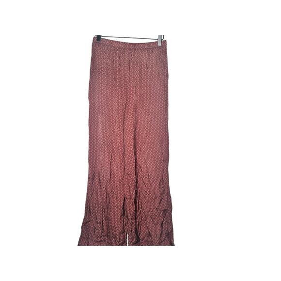 SPLENDID Purple Maroon Abstract Satin Lumi Wide Leg Pants Size Small - Picture 1 of 7